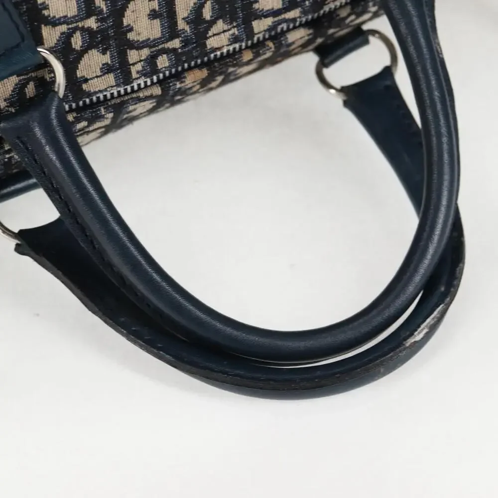 DIOR Trotter Canvas Boston Bag Navy Silver